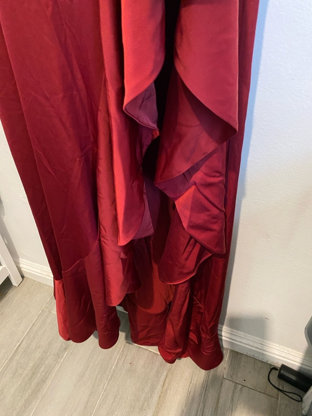 NBD Wine Red Halter Ruffle Maxi Dress - Picture 7 of 10